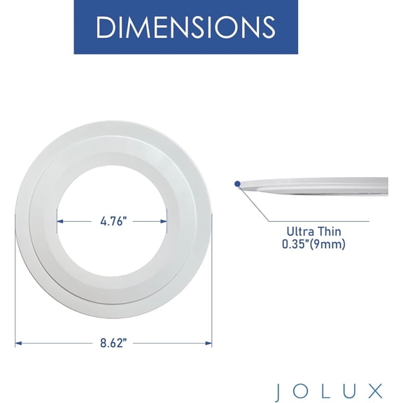 MINSUI-4 Pack Gloss White Goof Trim Ring for 5/6" Inch Recessed can Lighting Downlight, Plastic, Outer Diameter 8.6 Inches, Inner Diameter 4.7 Inches.