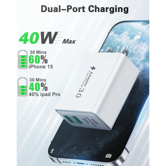 MINSUI-4-Pack USB C Charger Block, 40W 4-Port Type C Charger Fast Charging Block, Dual PD Power Adapter+ QC Wall Plug Multiple USBC Block Cube for iPhone 17 16 15 14 13 12 11 Pro Max Plus, Galaxy, iP