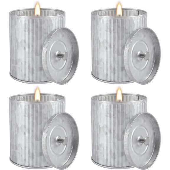 MINSUI-4Packs Citronella Candles Outdoor Indoor,Natural Soy Wax Scented Candles,Long Lasting Burning for Home Gardon Patio Balcony,Summer Gift,Silver 4oz