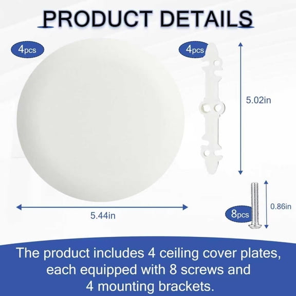 MINSUI-4Pcs CP3540 Ceiling Cover Plate, Round Electrical Box Cover for 3.5-4 Inch Holes, Wall Smog Detector Light Fan Fixture Hole Concealer