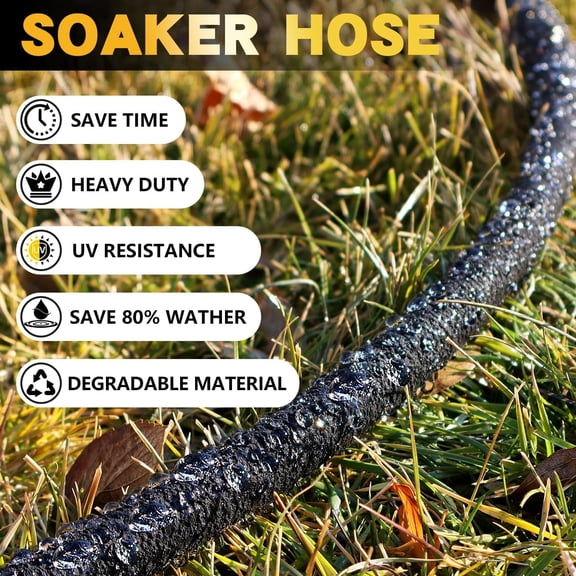 MINSUI-5/8 Soaker Hose 6 ft, Heavy Duty Garden Soaker Hoses with Solid Brass Fitting, Rubber Drip Hose for Garden Beds, Vegetable, Lawn, Trees Watering Irrigation 6ft