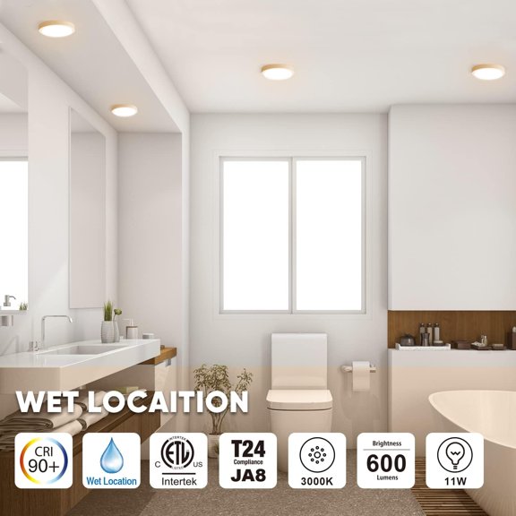 MINSUI-5" LED Flush Mount Ceiling Light120V 11W 600LM3000K Warm White Round Flat Panel Light, Surface Mounted DownlightWhite