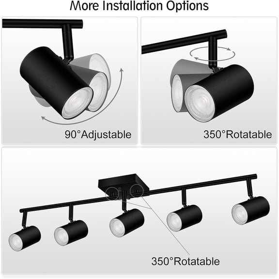 MINSUI-5 Light Track Lighting Fixtures Ceiling, Matte Black Kichen Track Lighting, Rotatable Light Heads, Adjustable Modern LED Track Lights for Kitchen/Living Room/Hallway/Bar,GU10 Bulb Not Included