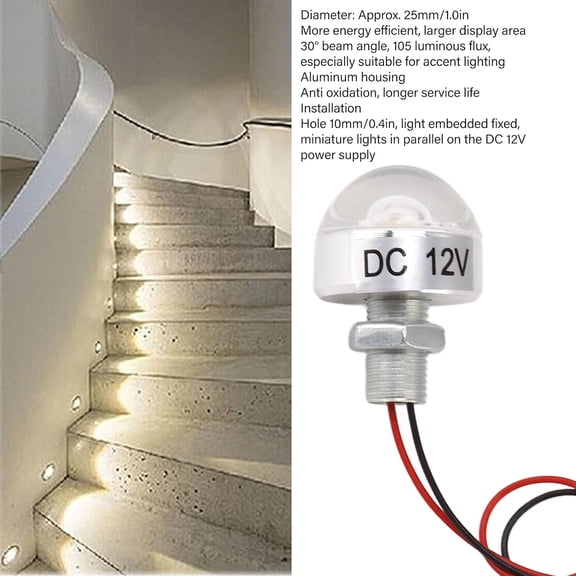 MINSUI-5PCS LED In Ground Well Light, DC 12V 1W Mini Landscape Well Lights, Embedded Spotlight, LED Deck Lamp for Jewel Cabinet Ceiling Stair Landscape