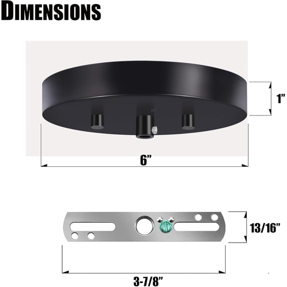 MINSUI-6 Inches Light Canopy Kit with Heavy Duty Replacement Ceiling Cover Plate & Mounting Hardware for Lighting Fixtures Chandelier Pendant Lamp or DIY Project (Black)