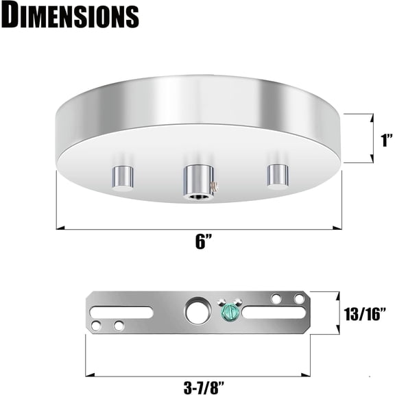 MINSUI-6 Inches Light Canopy Kit with Heavy Duty Replacement Ceiling Cover Plate & Mounting Hardware for Lighting Fixtures Chandelier Pendant Lamp or DIY Project (Chrome)