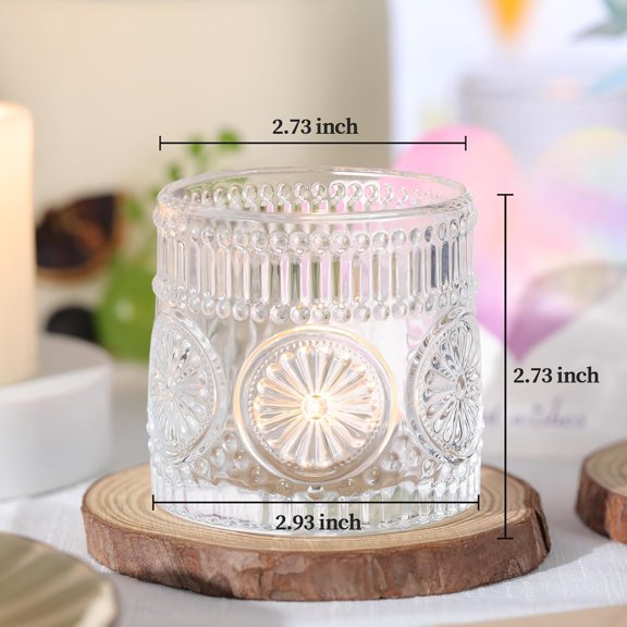MINSUI-6Pcs Large Votive Candle Holders Clear Glass Tealight Candle Holders for Wedding, Table Centerpiece, Party, Birthday, Home Decor