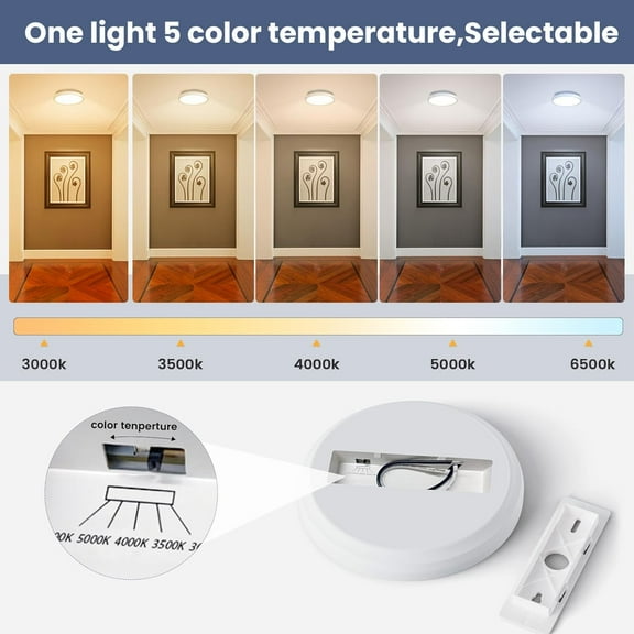 MINSUI-7 Inch LED Ceiling Lights,Dimmable 5CCT Lighting Options Flush Mount Ceiling Light,15W Bathroom Ceiling Lights,Flat Ceiling Light,Low Profile Light Fixture for Hallway Bedroom,1 Pack