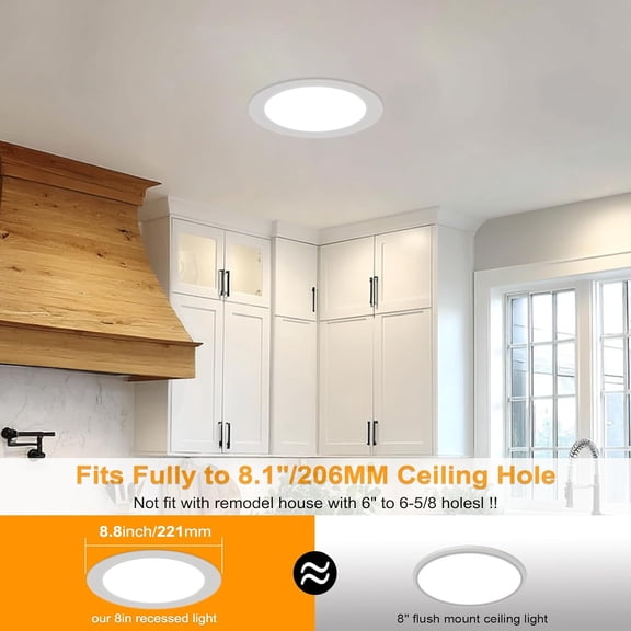 MINSUI-8 Inch LED Recessed Lighting with Junction Box Ultra-Thin, 3000K/4500K/6000K Selectable, 8" Dimmable Canless LED Downlight, 1800LM CRI80 High Brightness 5%-100% Recessed Light (1 Pack)