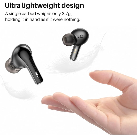 MINSUI-A2 Mini Wireless Earbuds Bluetooth 5.3 in Ear Light-Weight Headphones Built-in Microphone, IPX5 Waterproof, Immersive Premium Sound Long Distance Connection Headset with Charging Case, Black