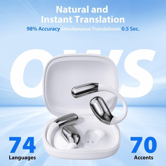 MINSUI-AI Language Translator Earbuds, Translation Earbuds Real Time, 3-in-1 Earbud Translator 144 Languages & Accents, Translation Headphones Fit iOS & Android for Travel Business Learning (A38 Whit