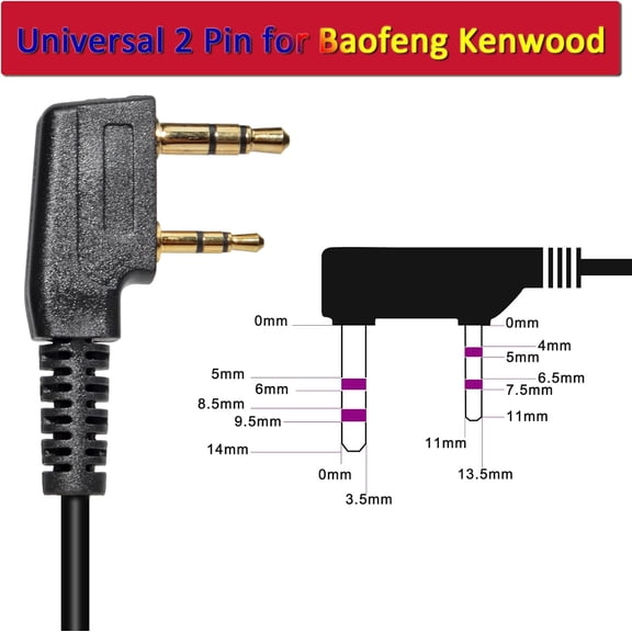 MINSUI-Acoustic Tube Earpiece with Mic, Two Way Radio Headset with PTT for Quansheng UV-5R UV-5R5 UV-5RA UV-5RE UV-5X3 and Kenwood NX TK Series 2pin Handheld Ham Radios, Surveillance Headset