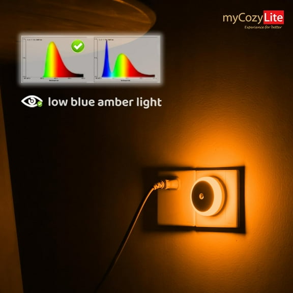 MINSUI-Amber Night Light Plug in, Dusk to Dawn Sensor, Blue Light Blocking, Automatic Nightlight, Energy Efficient, 2 Pack LED Night Lights Plug into Wall, for Bathroom, Bedroom, Kitchen, Hallway, St