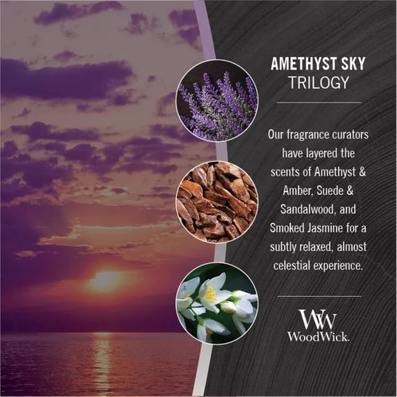 MINSUI-Amethyst & Amber Gifts for Women and Men, 16 oz Ellipse Trilogy Candle with Crackling Wick