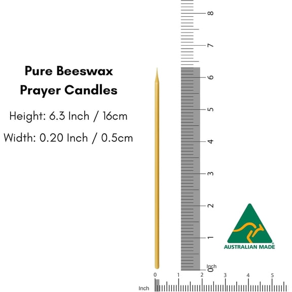 MINSUI-Australian Made Pure Beeswax Candles Slim Church Candles, Ideal for Orthodox Services, Prayer, Meditation, Birthdays & Emergency Lighting Candle Non-Toxic, Drip-Free,Smokeless, 50pcs (6.3 x