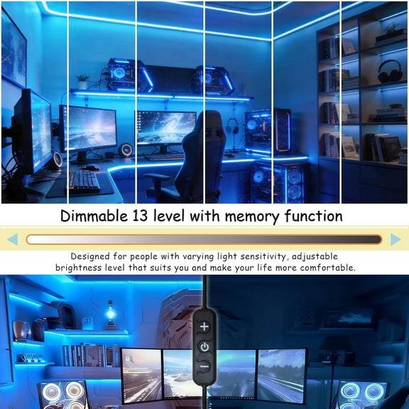 MINSUI-Blue Led Lights Strip Indoor Rope Lights Easy DIY Cuttable Strip Lights for Fish Tank Bar Room Bathroom Living Room Kitchen Ceiling Wall Vanity Mirror Decor