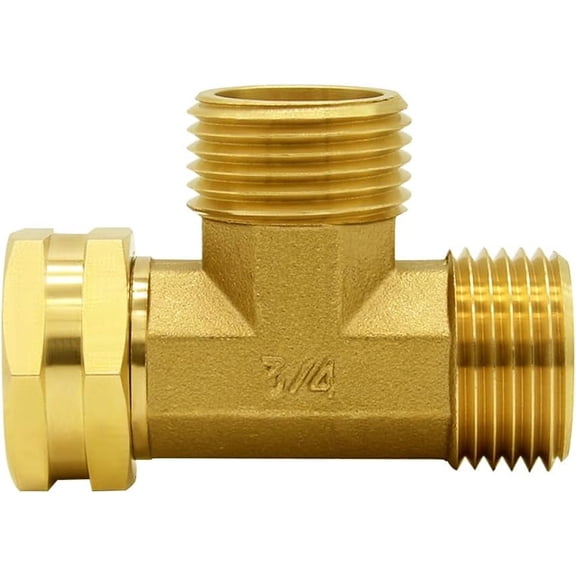 MINSUI-Brass Garden Hose Tee Fitting 3/4" GHT Female x Male x Male Pipe Fittings Swivel Garden Hose Adapter