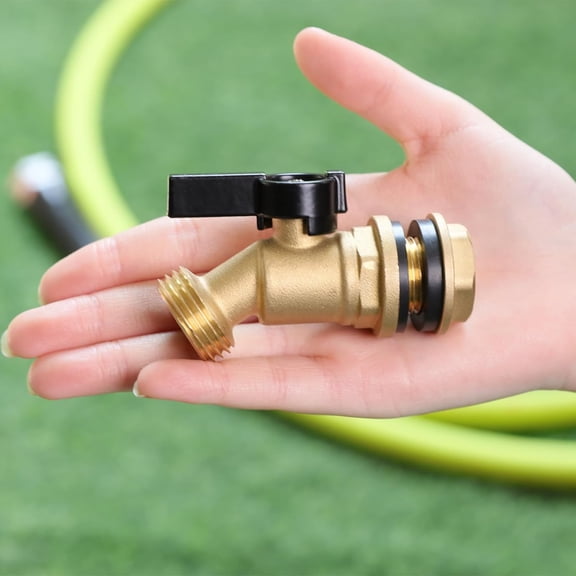 MINSUI-Brass Water Container/Rain Barrel Spigot, 3/4" GHT Male Threaded Quarter Turn Ball Valve with Bulkhead Fitting, Lead-Free,Rain Barrel Kit for Garden Hose Thread Connection