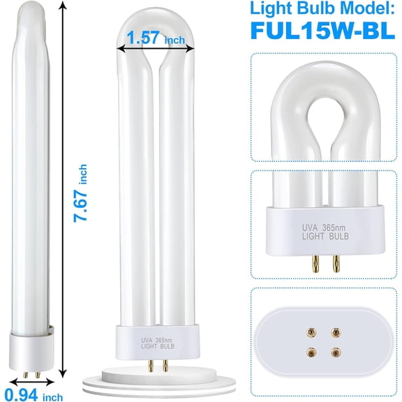 MINSUI-Bug Zapper Replacement Bulb with Square 4-Pin Base, Insect Attracting Lamp, Insect Proof U-Shaped UV Light Bulb Replacement Compatible with T6 T8 T9 Mosquito Trap (3 Pack,12W)