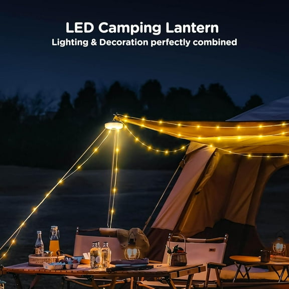 MINSUI-Camping String Lights, 4 in 1 Quick Storage 32.8FT Rechargeable Tent Lights String with 8 Lighting Modes, Hanging Waterproof Portable LED Lamp for Outdoor Patio Awning Garden Party Essentials
