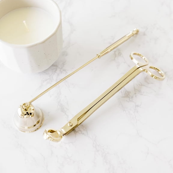 MINSUI-Candle Snuffer and Wick Trimmer Set, Bell Snuffer Gift Box, Stainless Steel Candle Care Accessory for Home Decor, Gold