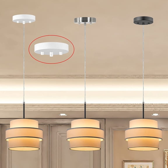 MINSUI-Canopy Kit for Chandelier 5 1/8 Ceiling Lighting Modern Steel Canopy Kit Light Fixture Cover Plate Hook & Cord Holder for Pendant Lighting Fixtures White