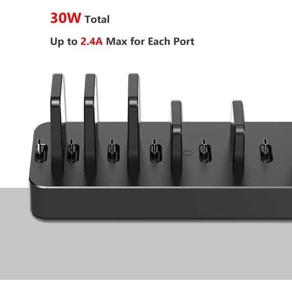MINSUI-Charging Station for Multiple Devices, 6 Port USB C Fast Charger Station with 2 AC Outlets and Headset Stand, USB Charging Dock Compatible with Cellphone, Tablet, Kindle, iPhone, iPad and More
