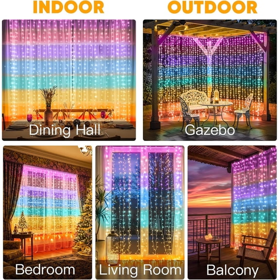 MINSUI-Curtain Lights for Bedroom, 320 Led 9.8ft x9.8ft Hanging String Lights Indoor, Curtain String Lights for Backdrop, Window, Wall, Wedding, Party, Garden, Porch, Brithday Decor Multicolor