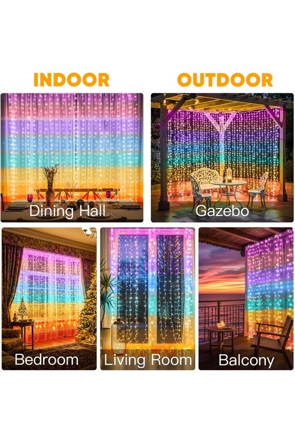 -Curtain Lights for Bedroom, 320 Led 9.8ft x9.8ft Hanging String Lights Indoor, Curtain String Lights for Backdrop, Window, Wall, Wedding, Party, Garden, Porch, Brithday Decor Multicolor
