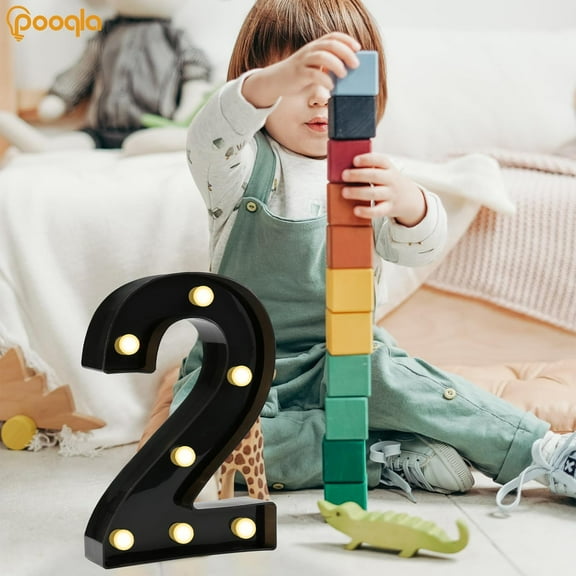 MINSUI-Decorative Led Light Up Number Letters for Graduation Decorations 2026, Black Plastic Marquee Number Lights Sign for 2nd 21th Birthday Party Wedding Decor Battery Operated Black Decoration 2