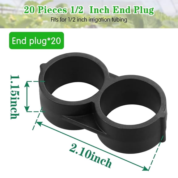 MINSUI-Drip Irrigation End Plug20 Pack Drip Irrigation End Closure Parts Fits for 1/2 Inch Drip Irrigation Tubing 17mm 0.600" ID Goof Plug Connectors for Patio Lawn Garden