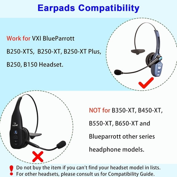 MINSUI-Ear Cushions for VXI BlueParrott Headset Ear Pads Replacement Earpads Compatible with BlueParrott B250-XT Plus B250-XTS B250XT B250 B150 Headphones (4 Pack)