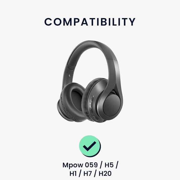 MINSUI-Ear Pads Compatible with Mpow 059 / H5 / H1 / H7 / H20 Earpads - 2X Replacement for Headphones - Black