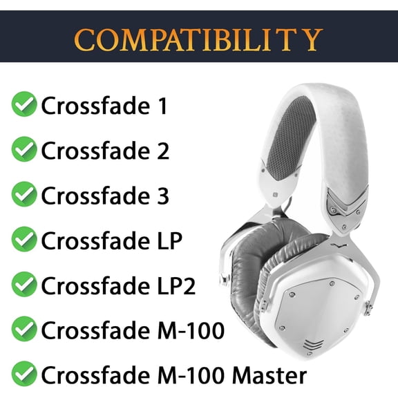 MINSUI-Earpads Replacement for V-Moda Crossfade 1/2/3 Wireless, M-100/M-100 Master, LP2/LP Headphones, Ear Pads Cushions with Durable Mesh Fabric and High-Density Foam - Grey