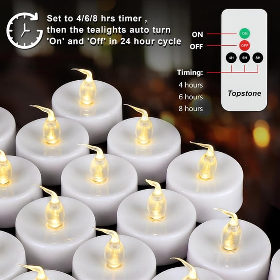 MINSUI-Flameless LED Candles with Remote Control - Warm White Flickering Battery Operated Candles, 400+ Hours,Timer Function, 4H/6H/8H Auto-Off,Electronic Tea Lights for Home Decor, Wedding, Party