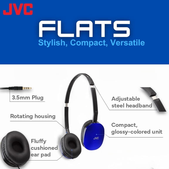 MINSUI-Flats On-Ear Wired Headphones - Flat Foldable Design - 30mm Driver for Powerful Sound - Soft Ear-Pads for Comfort Steel Headband - Lightweight & Portable - PC/Laptop/Gaming - 3.5mm Slim Plug