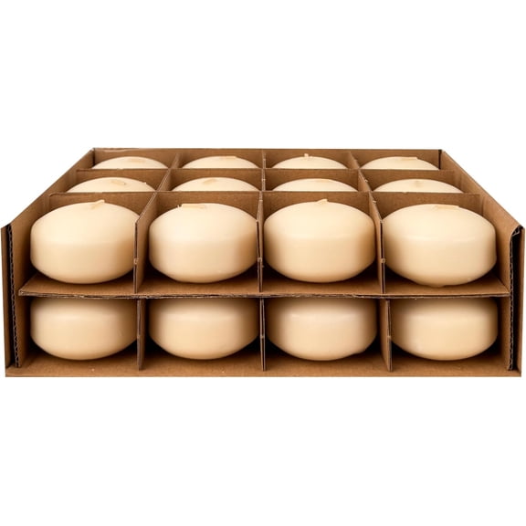MINSUI-Floating Candles 2 Inch 24 Pack Ivory CW Studio Unscented 6 Hour Burn, Smokeless Premium Paraffin Wax for Wedding Centerpieces, Pool, Spa, Parties & Home Decor