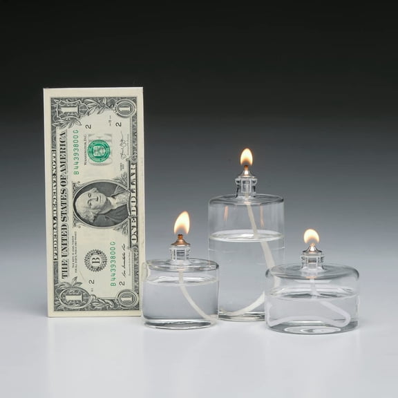 MINSUI-Fuels Refillable Glass Oil Candle - 2 oz Liquid Candle for Indoor Use, Outdoor Events, Emergency Lighting - Clean Burning with Wick and Holder Included. Use with Liquid Paraffin or Lamp Oil
