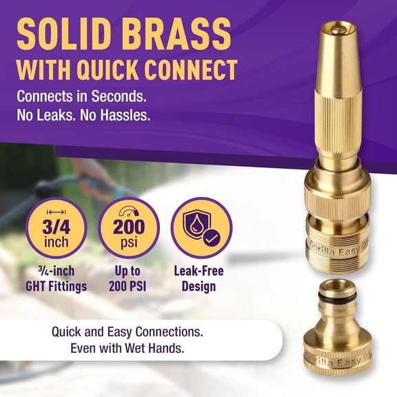 MINSUI-Garden Hose Quick Connect Spray Nozzle.  Inch GHT Solid Brass