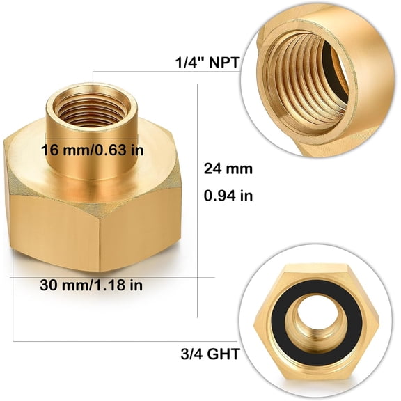 MINSUI-Garden Hose Thread Connector Adapter 1/4" NPT to 3/4 inch Female GHT Connect Pipe Fitting For Fuel/AIR/Water/Oil/Gas (4 PCS)