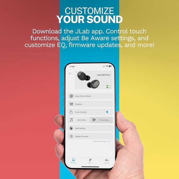 MINSUI-Go Pop+, True Wireless Earbuds, Bluetooth 5, Dual Connect, IPX4, App Support, Confetti