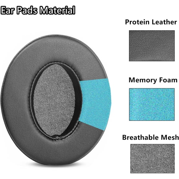 MINSUI-H17 Upgrade Thicker Ear Pads Replacement Compatible with MPOW H17 H 17 Headphone Earpads Ear Cushions Softer Protein Leather Memory Foam Black