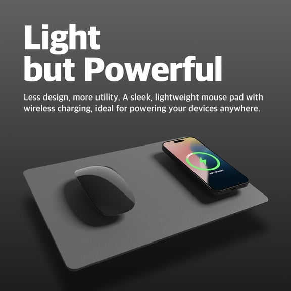 MINSUI-H3 Wireless Charging Mouse Pad Qi-Enabled Fast Charger Built into Sleek Desk Mat, Compatible with Phones, Earbuds & More(Dust Gray)