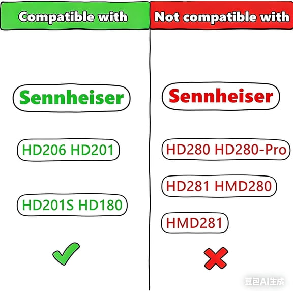 MINSUI-HD206 Ear Pads Headband Replacement Ear Cushions for Sennheiser HD 206 HD201 HD201S HD180 Headphone Protein Leather & Memory Foam Earpads