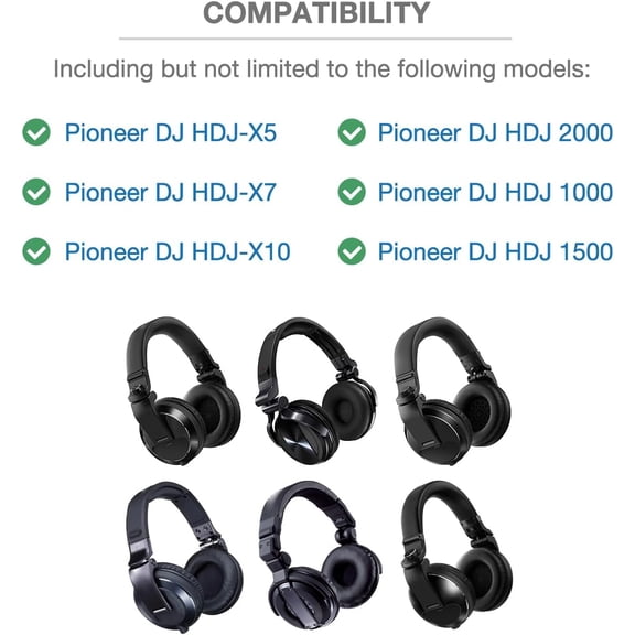 MINSUI-Headband Cushion Cover Compatible with Pioneer DJ HDJ-X5, HDJ-X7, HDJ-X10, HDJ 2000 1000 1500 Professional Over-Ear DJ Headphones, 6mm Thick Cushion, No Wobble Zipper Slider, Hanging Loop