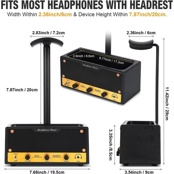 MINSUI-Headphone Stand with Cable Storage, Display Music Lovers' Decorative Items & Suitable Headphone Holder, Contains 1 Base 1 Support Rod 1 Headrest (Metal Texture Black)