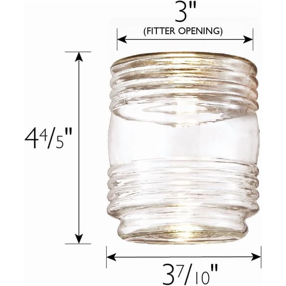 MINSUI-Jelly Jar Light Replacement Glass, Clear Cylinder, 3-Inch Opening  , 924076