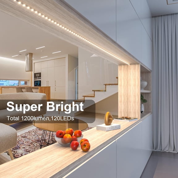 MINSUI-LED Cabinet Lights,4 PCS 20inch LED Strip Lights Kit,Under Counter Lighting for Kitchen,Under Desk,Shelf,Display Case,Furniture, 120 LEDs,1200 Lumen,4000K Natural White