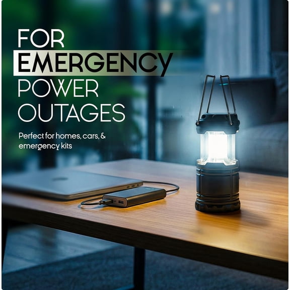 MINSUI-LED Camping Lantern, Battery Powered Lanterns for Power Outages, Portable Hanging Collapsible Camping Lights for Outdoor, Home, Emergency, Hurricane Lamp Survival Outage Light 3 x AAA Operated