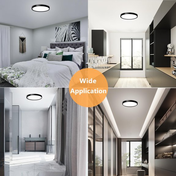 MINSUI-LED Flush Mount Ceiling Light Fixture, 9inch Modern Black Light, 18W 5000K, Low Profile Slim Flat Surface Lights for Bedroom Kitchen Hallway Laundry Stairwell Basement Closet